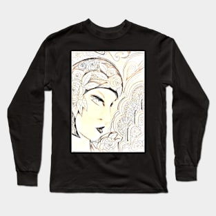 ART DECO FLAPPER WITH FLOWER CAP Long Sleeve T-Shirt